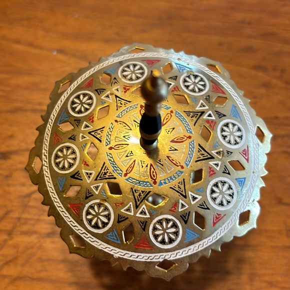 Vintage Toledo Spain gold/silver tone hand decorated 24 appetizer picks & stand - Picture 2 of 13